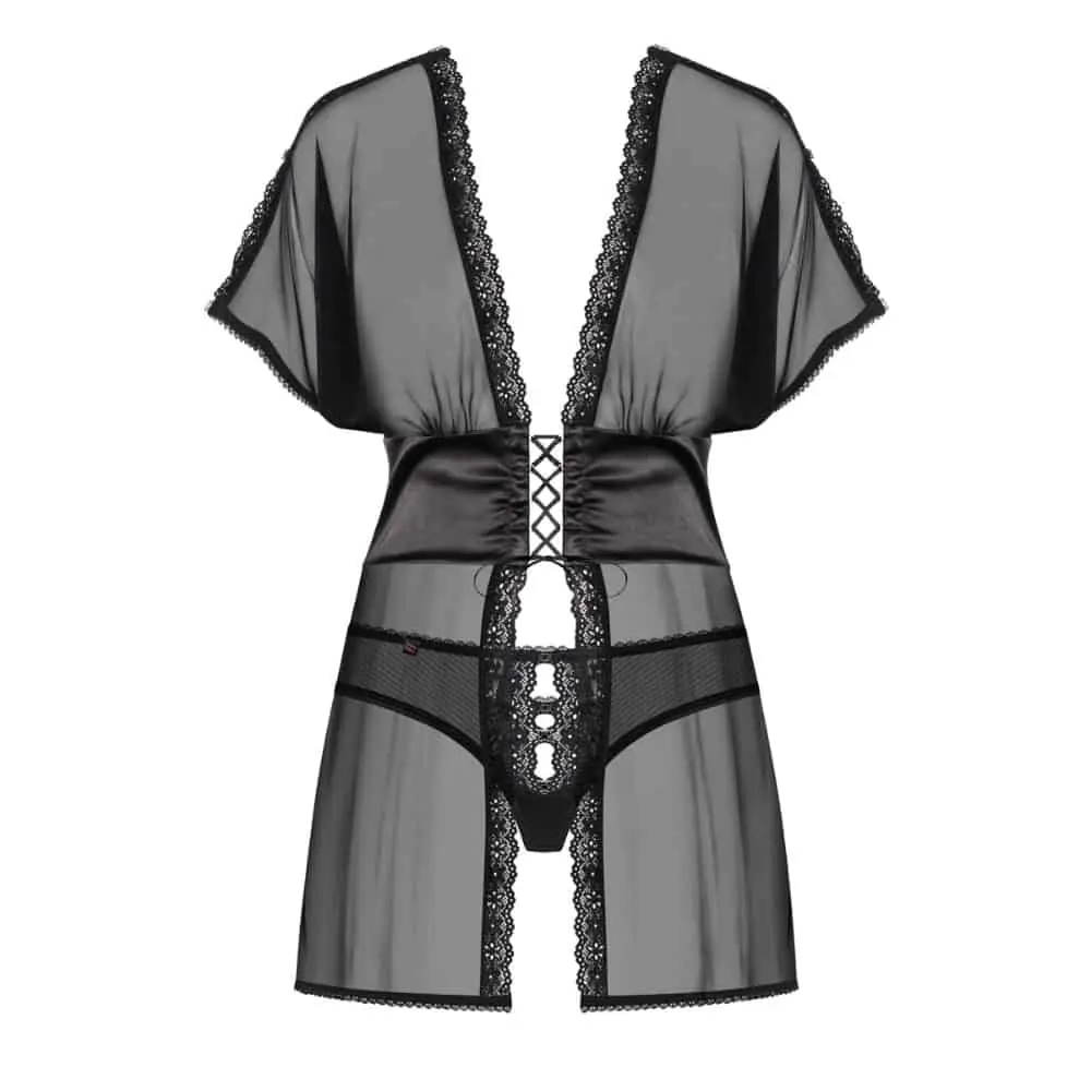 Amanda Sexy Babydoll Met Korset En Rijgveters - Zwart 3 Amanda Sexy Babydoll Met Korset En Rijgveters - Zwart - Afbeelding 3