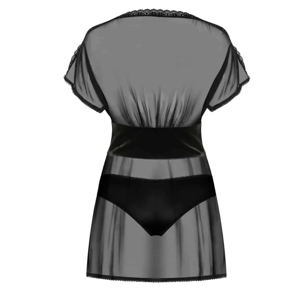 Amanda Sexy Babydoll Met Korset En Rijgveters - Zwart 4 Amanda Sexy Babydoll Met Korset En Rijgveters - Zwart - Afbeelding 4