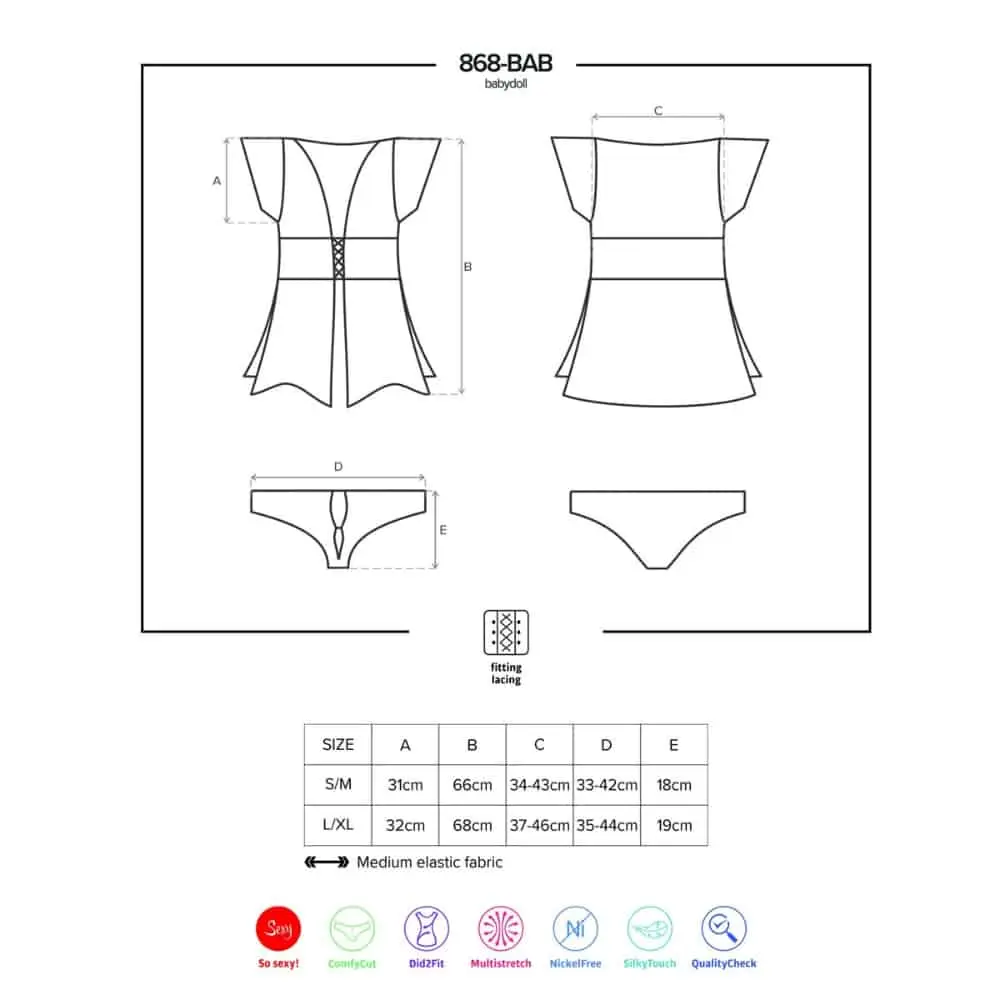 Amanda Sexy Babydoll Met Korset En Rijgveters - Zwart 5 Amanda Sexy Babydoll Met Korset En Rijgveters - Zwart - Afbeelding 5