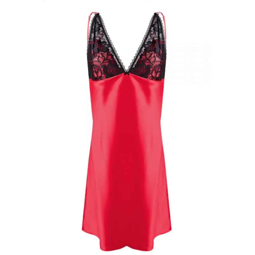 Debbie Slipdress Van Satijn En Kant - Rood 3 Debbie Slipdress Van Satijn En Kant - Rood - Afbeelding 3