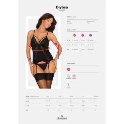 Diyosa Jarretelkorset Met Sexy String - Zwart -Verzorging Winkel Diyosa Jarretelkorset met Sexy String Zwart 3