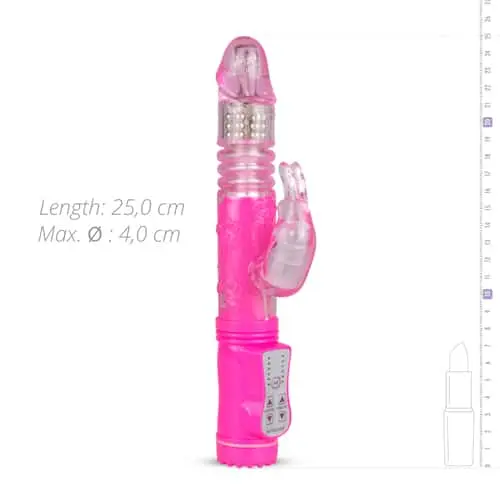 EasyToys Stotende Rabbit Vibrator - Roze 2 EasyToys Stotende Rabbit Vibrator - Roze - Afbeelding 2
