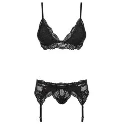 Eva Kanten Jarretel Lingerie Setje - Zwart -Verzorging Winkel Eva Kanten Jarretel Lingerie Setje Zwart 3