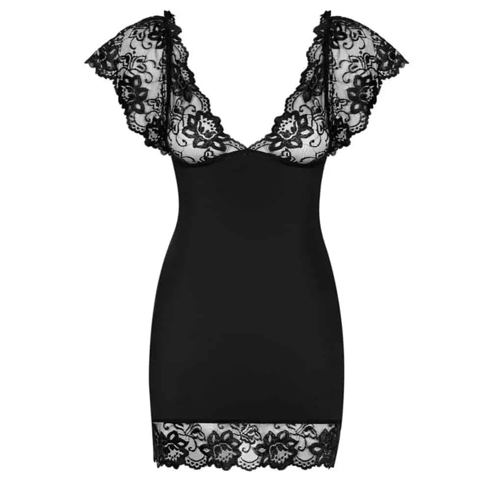 Imperia Doorschijnende Slipdress Met Mouwtjes En String - Zwart 2 Imperia Doorschijnende Slipdress Met Mouwtjes En String - Zwart - Afbeelding 2