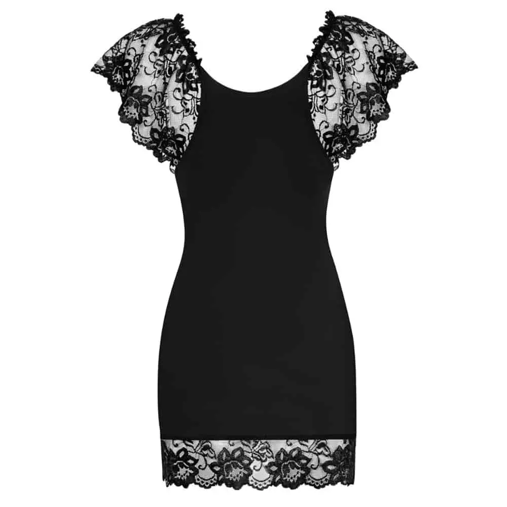 Imperia Doorschijnende Slipdress Met Mouwtjes En String - Zwart 3 Imperia Doorschijnende Slipdress Met Mouwtjes En String - Zwart - Afbeelding 3