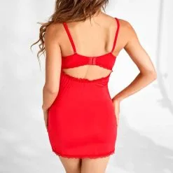 Jolierose Nachthemd Met Kanten Cups En String - Rood -Verzorging Winkel Jolierose Nachthemd met Kanten Cups en String Rood 4