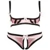 Katty Stoute Lingerie Set Met Open Cups En Kruis - Roze-Zwart