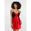 Liwia Sexy Slipdress Satijn Met Voorgevormde Cups Bedekt Met Kant - Rood