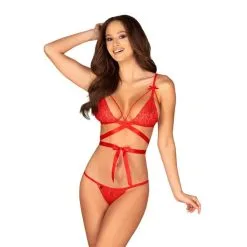 Lovlea Lingerie Setje Met Satijnen Strik - Rood