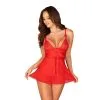 Lovlea Sexy Babydoll Setje Met Satijnen Bandjes - Rood