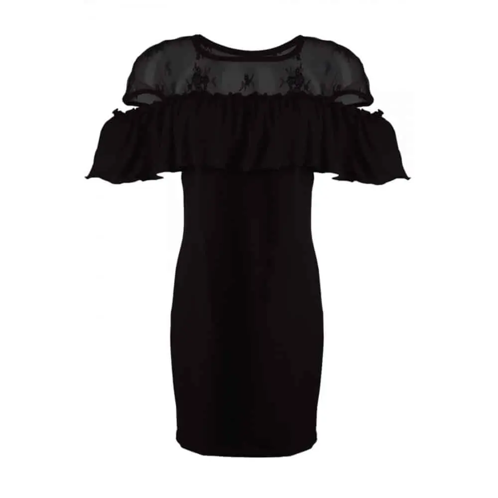 Nastia Jurkje Met Hals Van Kant - Zwart 3 Nastia Jurkje Met Hals Van Kant - Zwart - Afbeelding 3