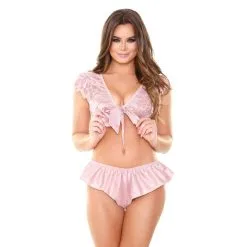 Norah Lingerie Setje Van Kant En Satijn - Roze