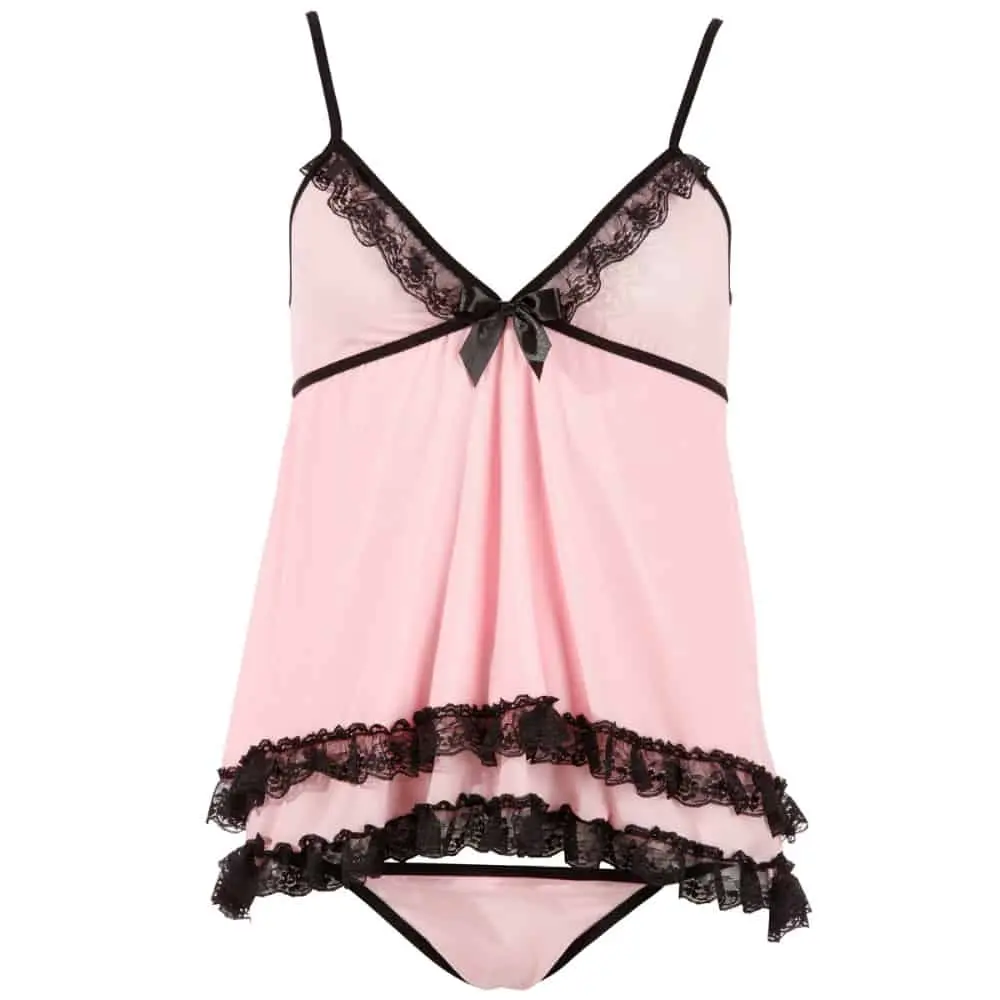 Rosa Sexy Babydoll Setje Met Kant - Roze 3 Rosa Sexy Babydoll Setje Met Kant - Roze - Afbeelding 3